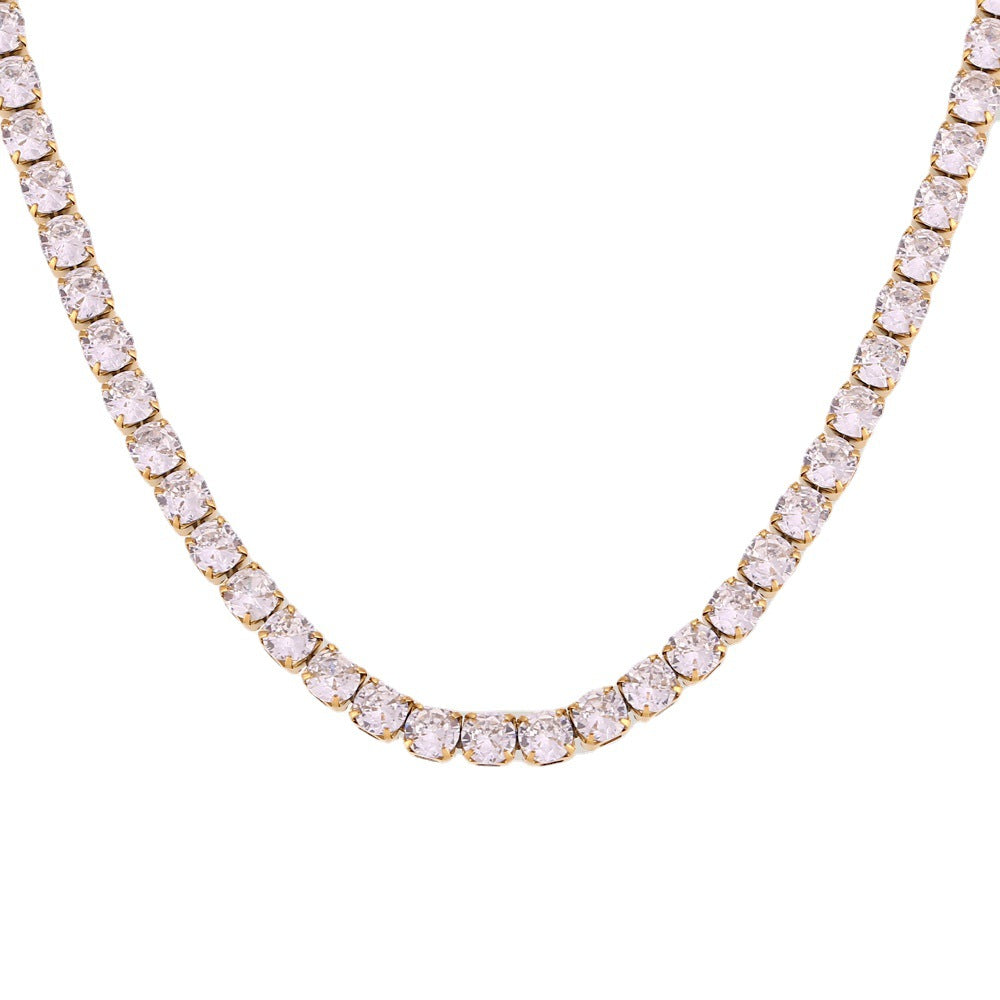 Women's Luxury Twin Clavicle Chain Jewelry Stainless Steel Gold-plated Full Necklaces