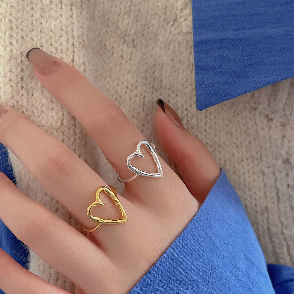 Heart In Sterling Sier Shaped Simple Rings