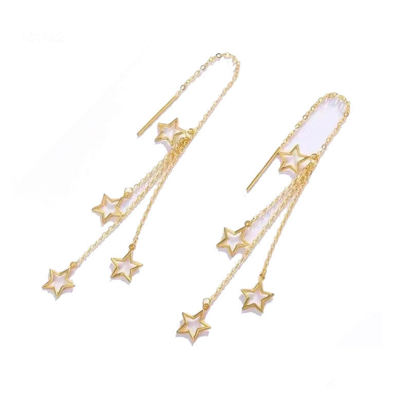 Women's Placer Gold Starry Tassel Brass Gold-plated Long Ear Line