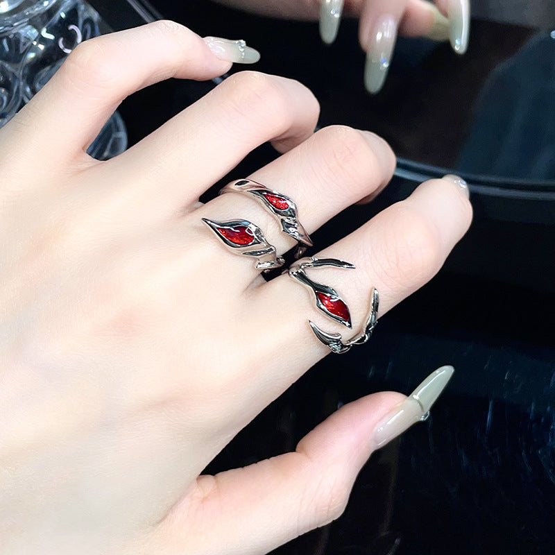 Red Premium Enamel Couples Openings Personality Retro Rings
