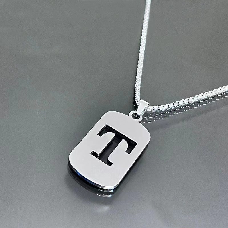 English Letter Titanium Steel Male Female Couple Clothing Necklaces