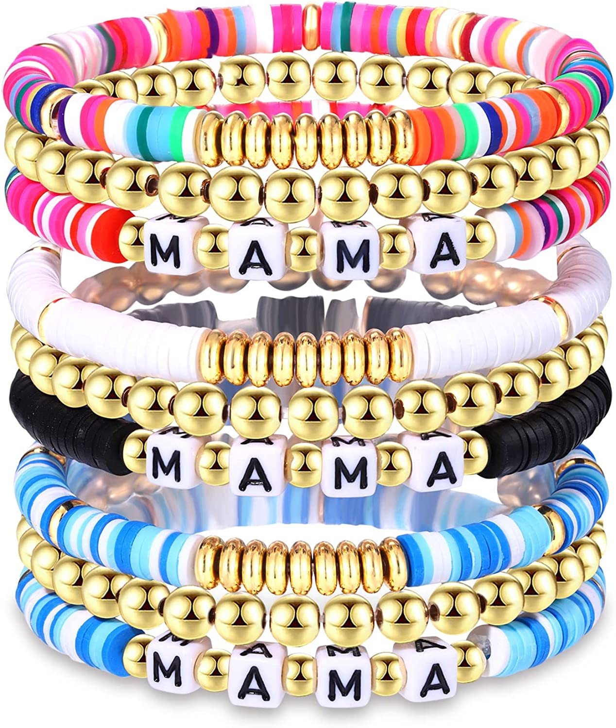 Clay Beaded Stretch Suit Polymer Letter Bracelets