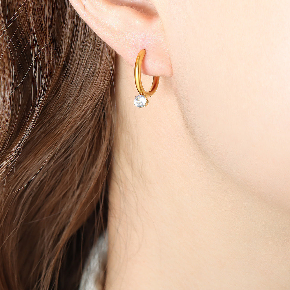 Slimming Small Personalized Titanium Steel Gold Earrings