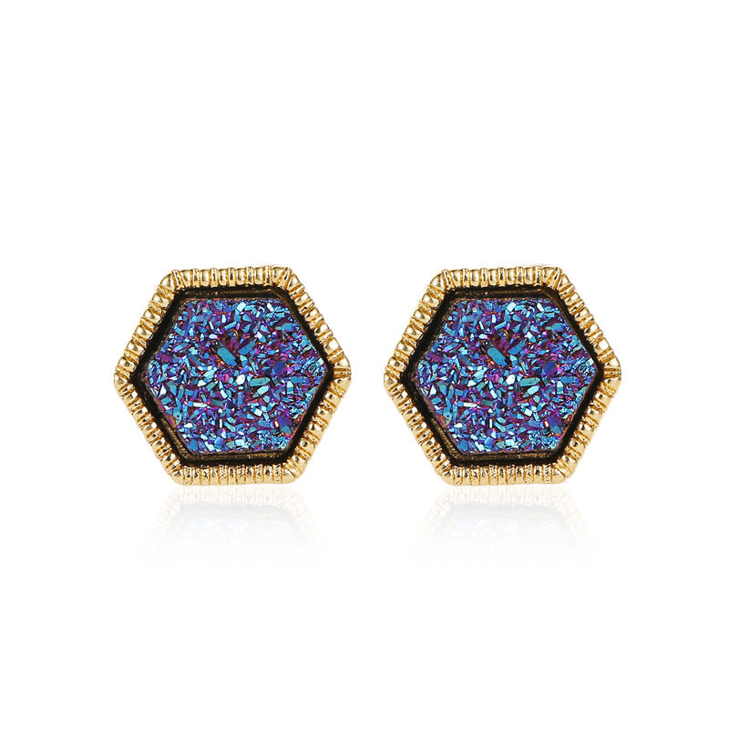 Women's Korean Starry Frosted For Fashion Hexagon Stud Earrings