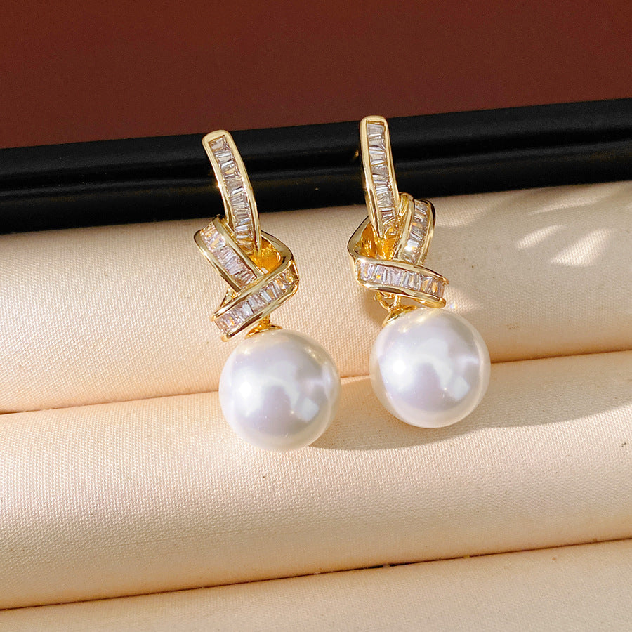 Flower Pearl Korean Style Beautiful Fashion Light Luxury Earrings