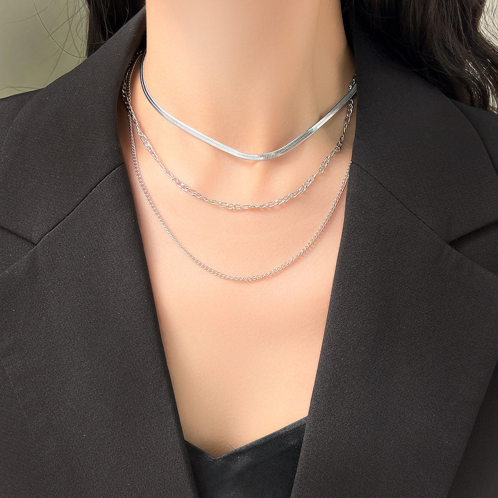 Titanium Steel High-grade Gold-plated Snake Bones Chain Niche Necklaces