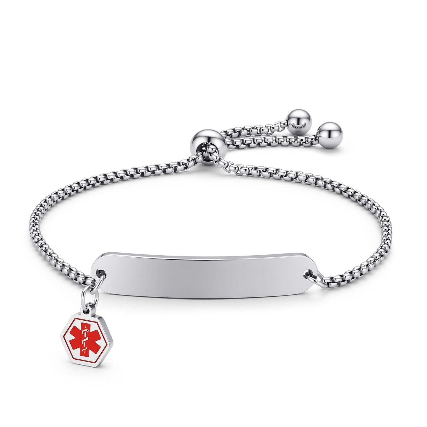 Stainless Steel Can Carve Writing Medical Warning Pull-out Adjustable Bracelets