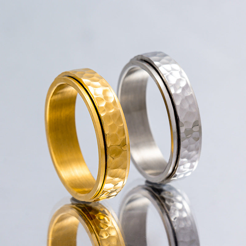 Hand Beating Moon Pit Pattern Irregular Rings