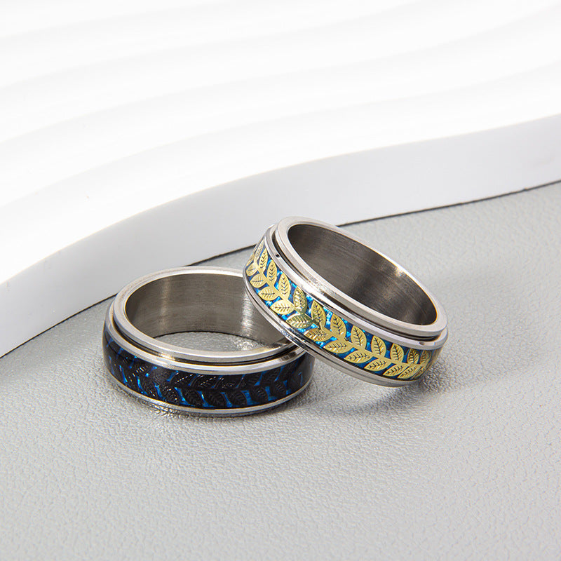 Ornament Peace Branch Olive Leaf Shape Rings
