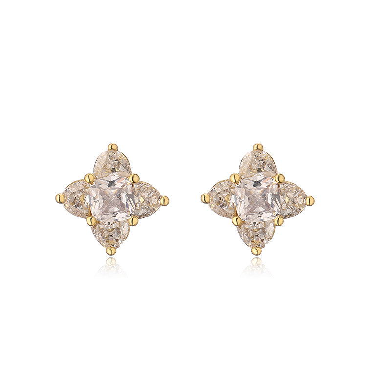 Women's Affordable Luxury Copper Inlaid Color Diamond Earrings