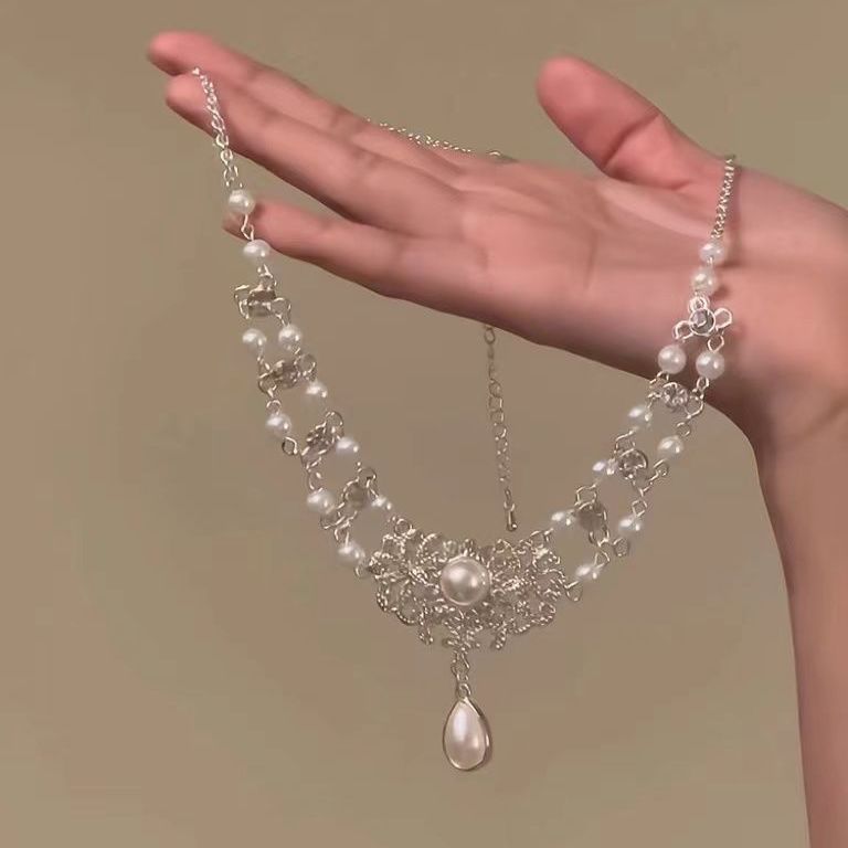 Rhinestone Zircon Pink Water Drop Light Necklaces