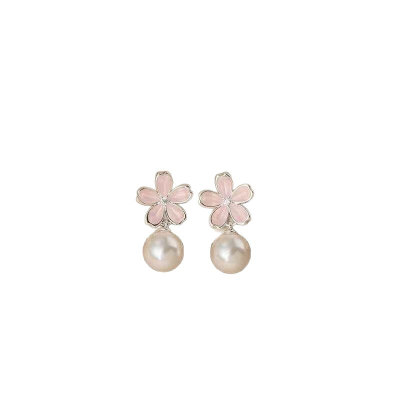 Cherry Blossom Pink Pearl Good-looking Minority Design Light Luxury Fashionable Rings