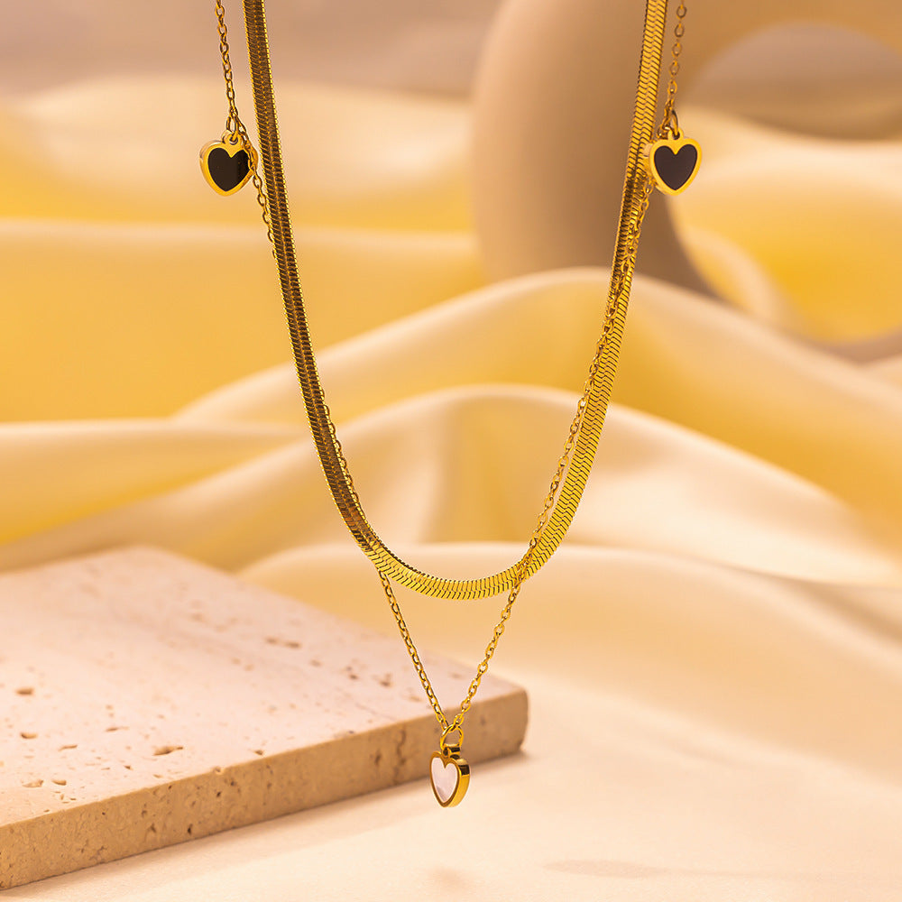 Women's Popular Twin Style Gold-plated Titanium Steel Necklaces