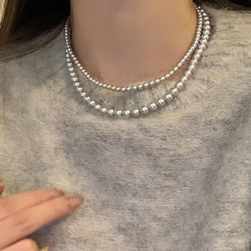 Women's Gray Pearl Sweater Light Luxury Temperament Clavicle Necklaces