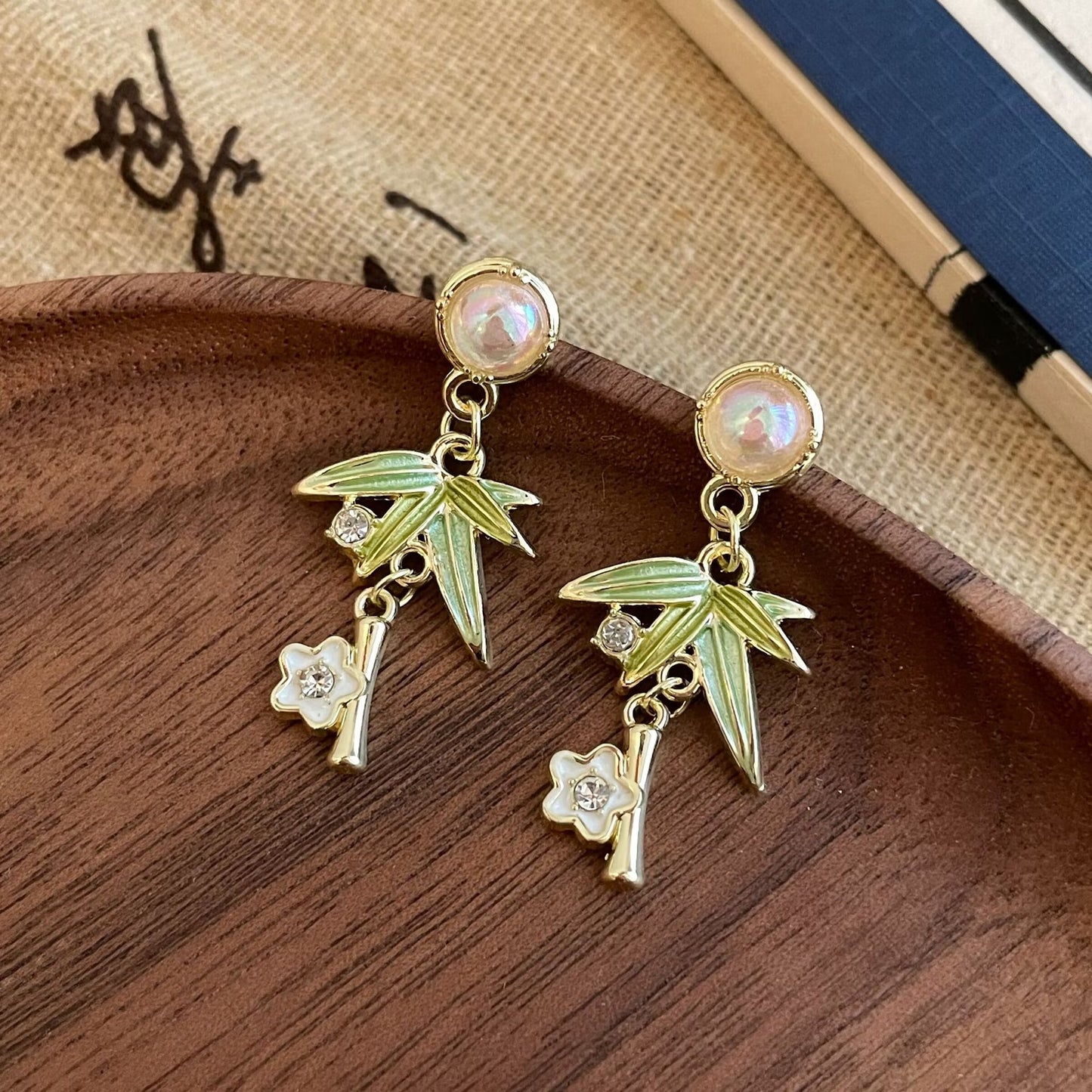 Women's Chinese Style Folding Fan Ear Hook Ancient Long Earrings