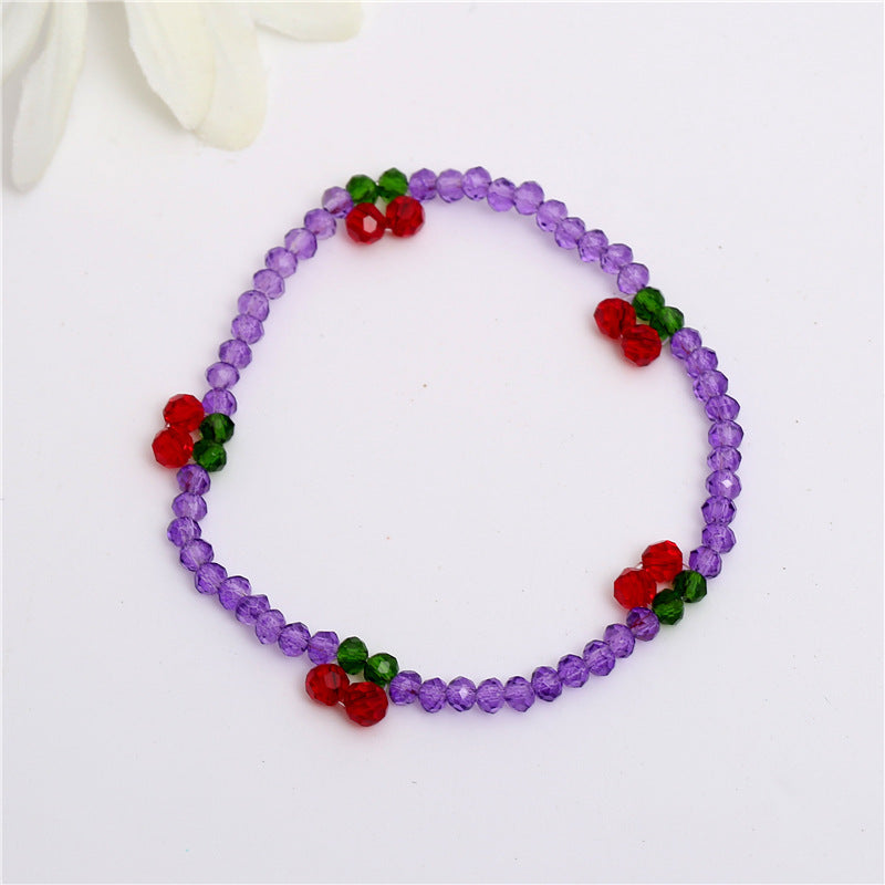 Crystal Cherry Female Korean Style Hand-woven Bracelet