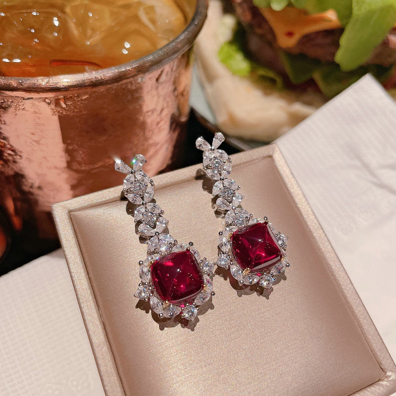 Live Simulation Red Tourmaline Sugar Tower Pendants