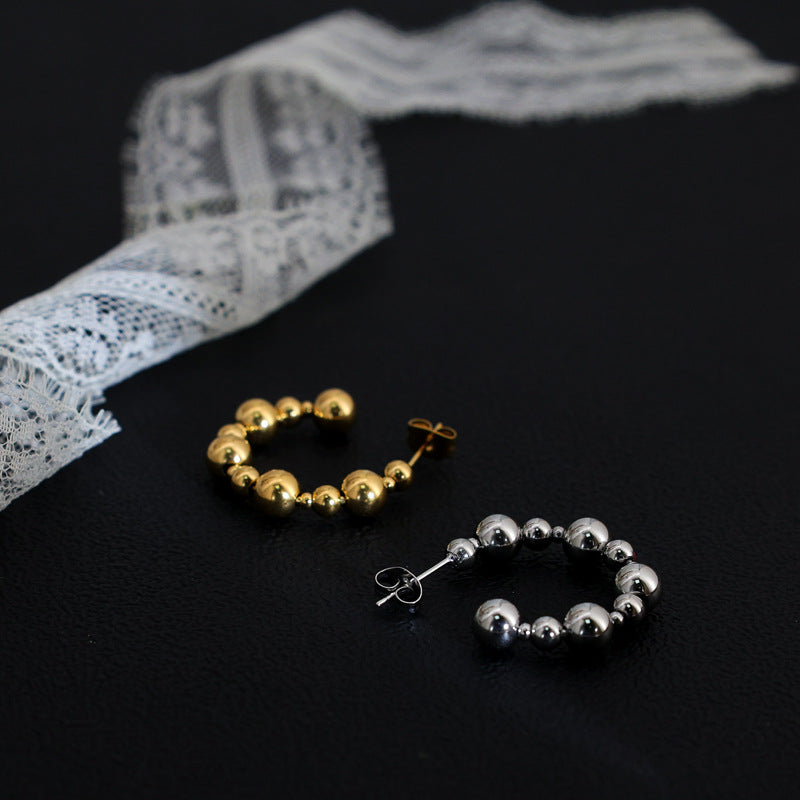 Bead Ear Stainless Steel Small Golden Rings