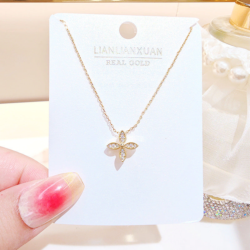 Women's Copper Summer High-grade Simple Refined Zircon Gold Necklaces