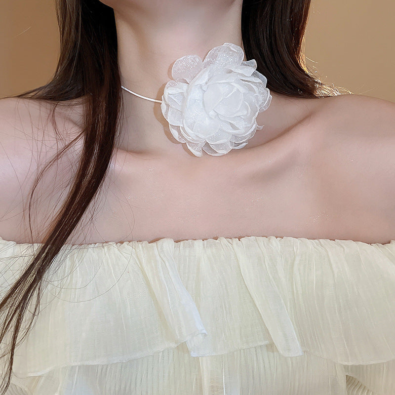 Net Yarn Flowers Ribbon Heart Fashion Necklaces