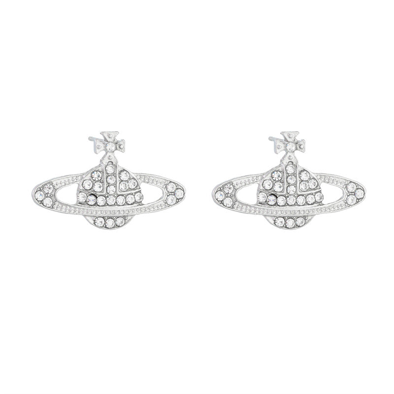 Of The West Golden Diamond Saturn Sier Needle Earrings