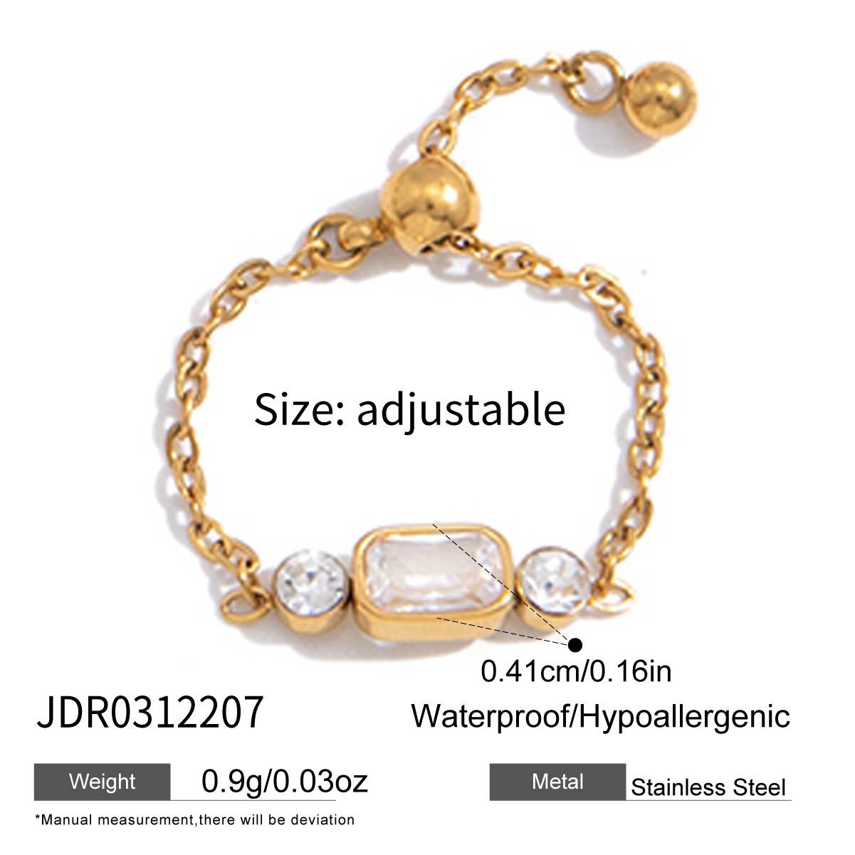 Steel Zircon Pull Adjustable Niche High-grade Ring