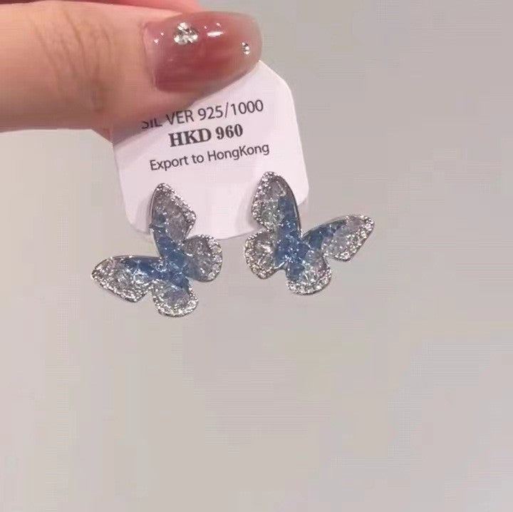 Niche Super Fairy Female Temperament Butterfly Ear Clip Light Luxury Stud Earrings