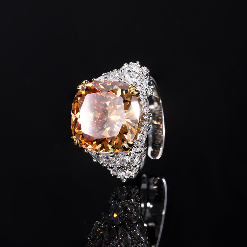 Women's Copper Sole Gold-plated Artificial Corundum Bird's Nest Cut Retro Rings