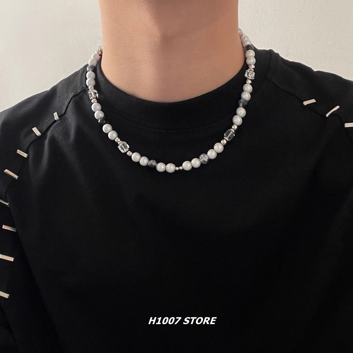 Women's & Men's Pearl Stitching Cross Design Clavicle Chain Titanium Steel Hip Necklaces