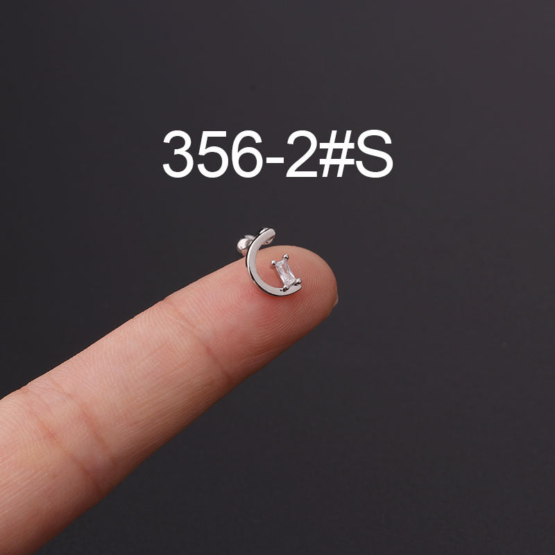 Twist Ball Ear Bone Piercing Zircon Earrings