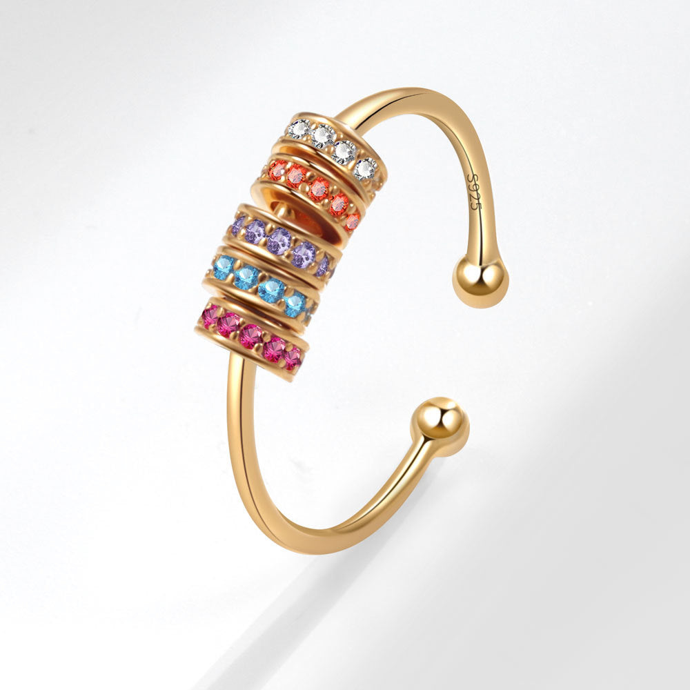 Hot Color Rotating Beads Decompression Female Open Rings