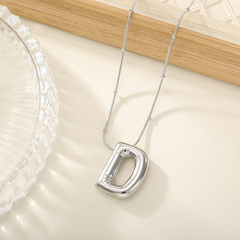 Women's Trendy Bubble Letter Colorfast Titanium Steel Design Pendants