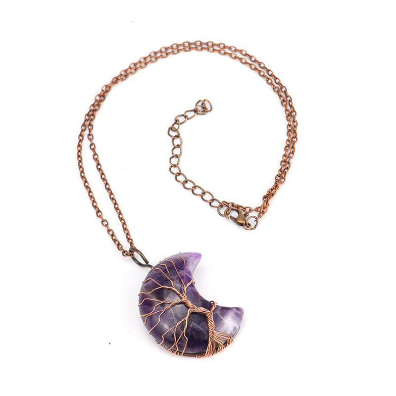 Bronze Moon Natural Stone Winding Lucky Necklaces