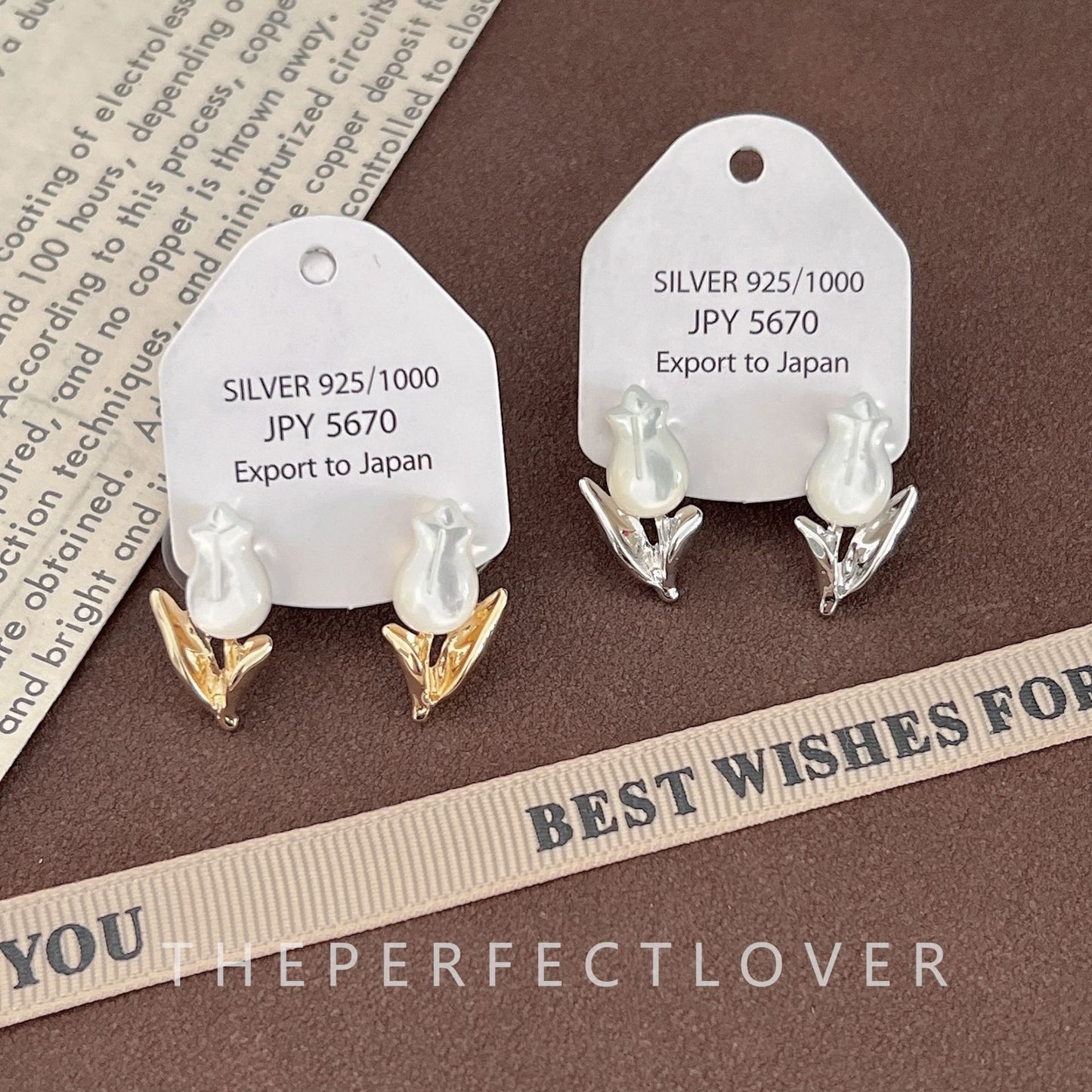 White Shell Tulip Light Luxury Premium Trendy Earrings