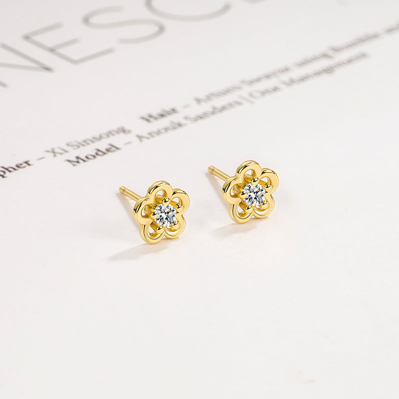 Women's Luxury Commuter Wear Simple Inlaid Stone Flower Earrings