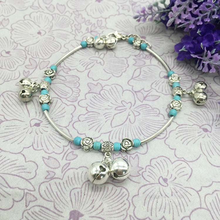 Women's Style Retro Tibetan Sier Ringing Bell Dance Bracelet