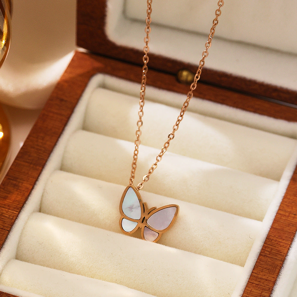 Butterfly Sweater Chain High-grade Versatile White Necklaces