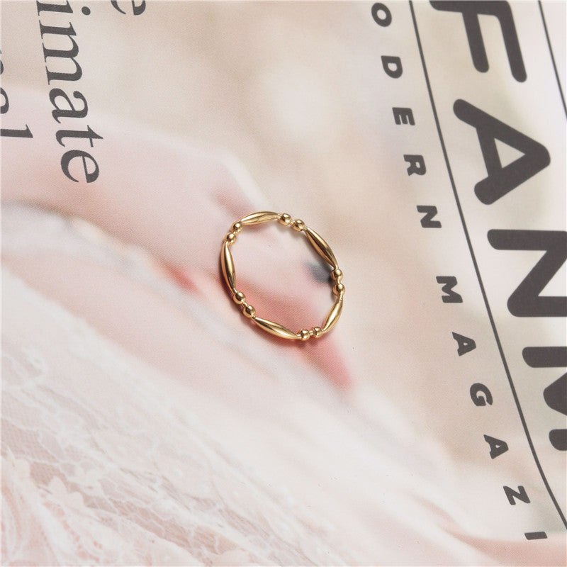 Design Interval Round Beads Oval Bead Titanium Ring