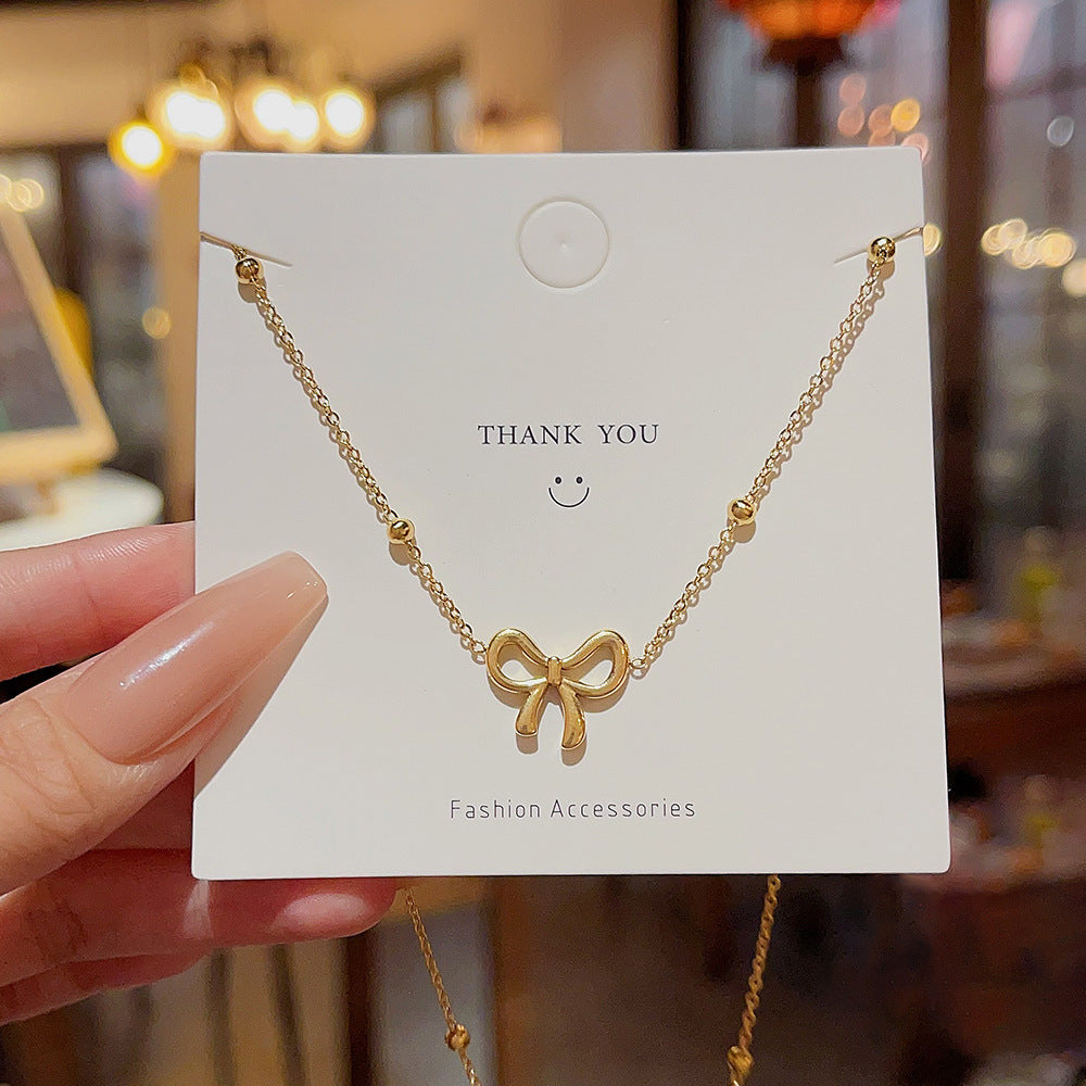 Women's Bow Titanium Steel Light Luxury High-grade Necklaces