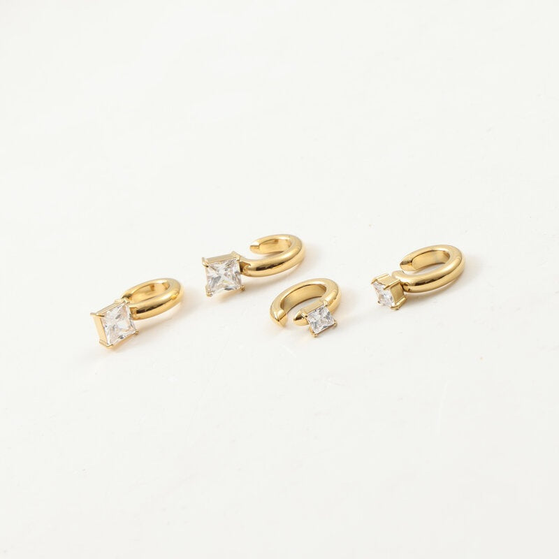 Generous Zircon Titanium Steel Gold Plating Earrings