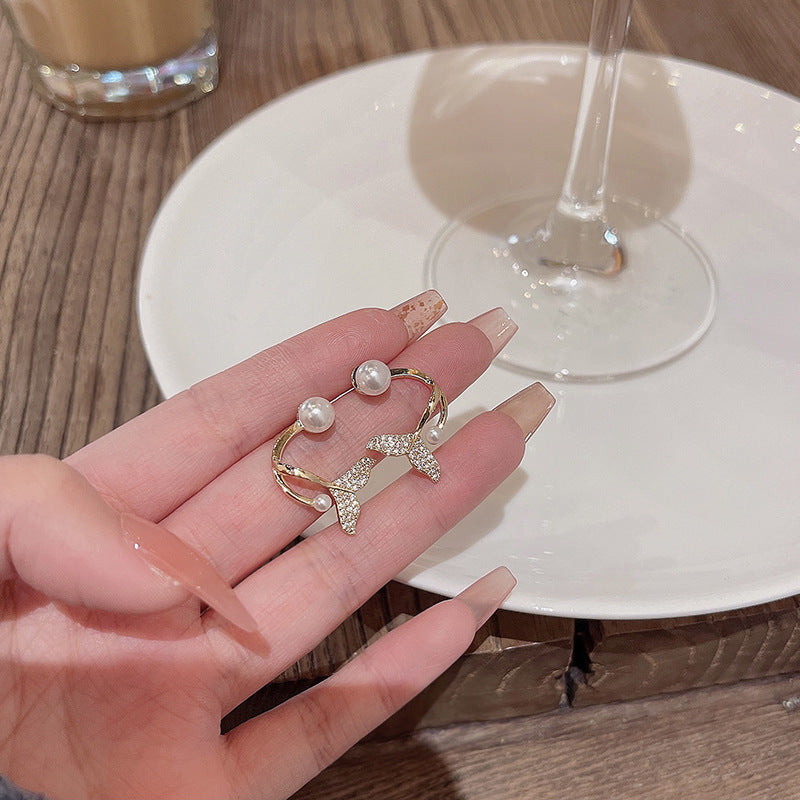 Women's Sier Needle Korean Style French Temperamental Pearl Earrings