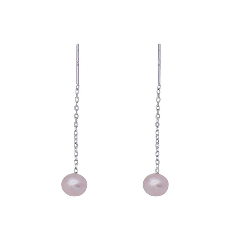 Simple Pearl Elegant Style Chain Three-color Stud Earrings