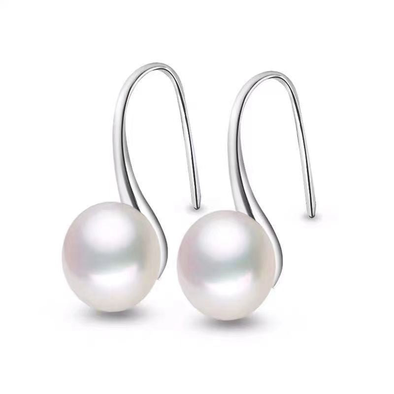 Women's Red Round Beads Imitation White Pearl High Heels Earrings