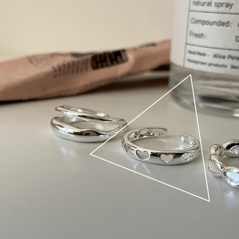 Women's Korean Niche Design Hollow Out Heart Shaped Rings