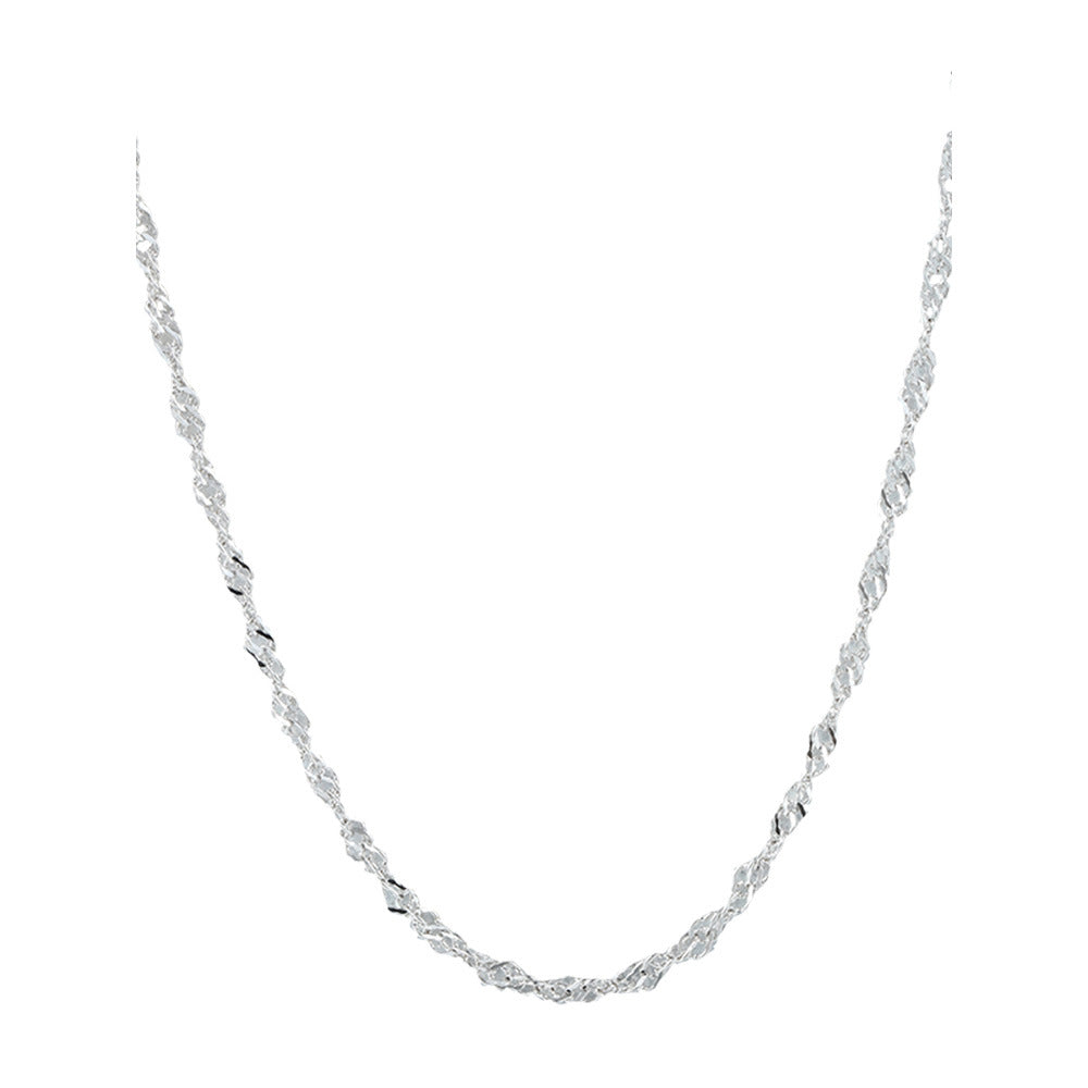 Women's Sterling Sier Water Corrugated Chain Clavicle Gold-plated Necklaces