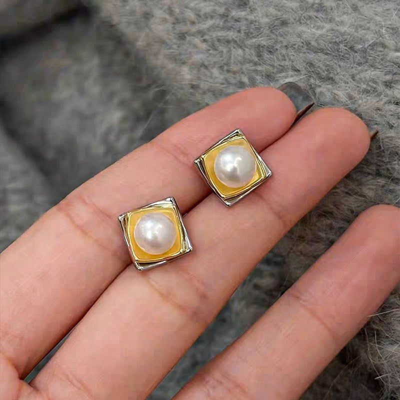 Freshwater Pearl Heart Butterfly Zircon Real Gold Electroplated Earrings