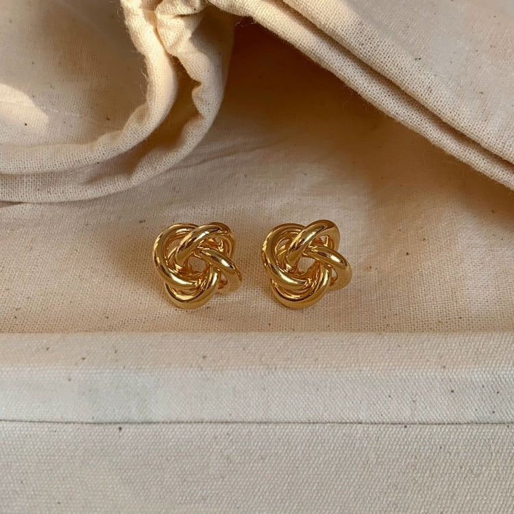 Twist Simple Design Minority Hollow Metal Earrings