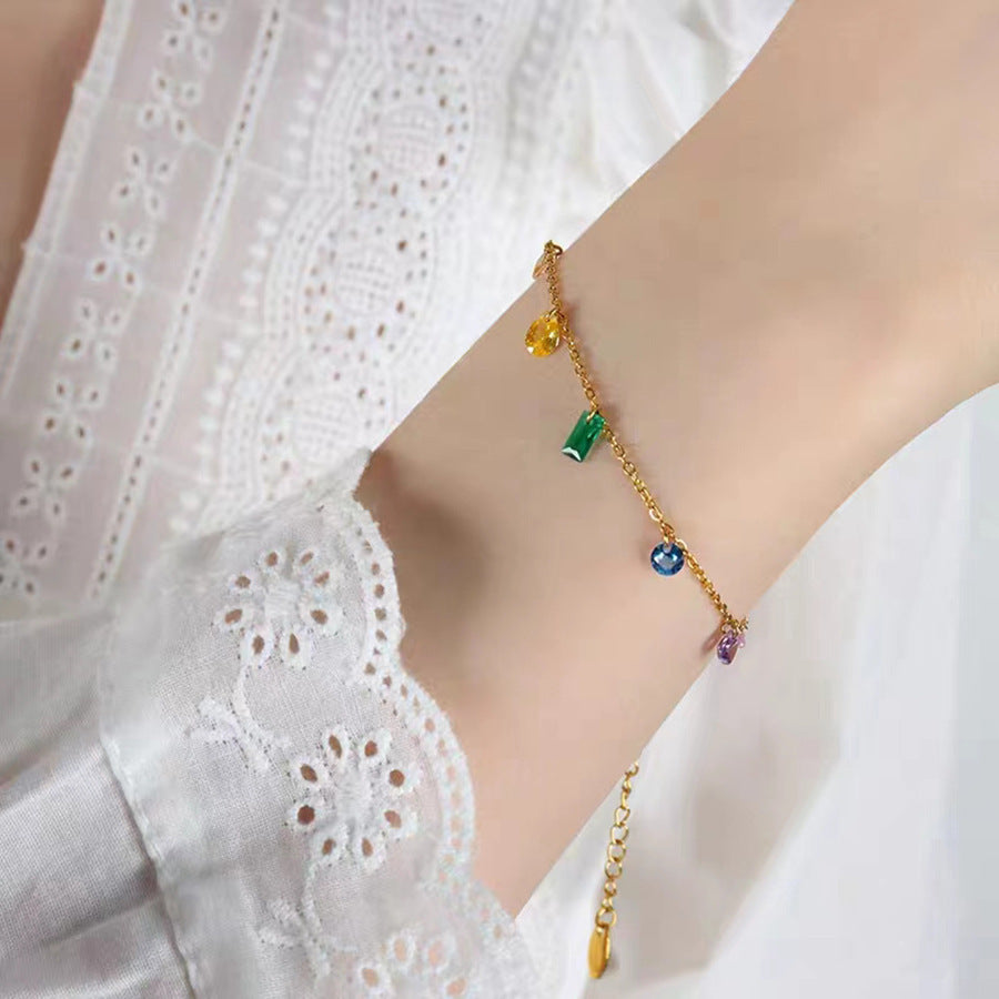 Summer Minimalist Color Zircon Small Titanium Necklaces
