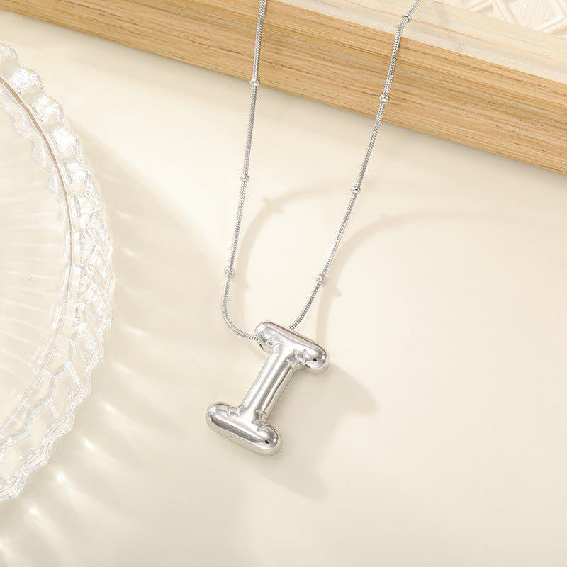 Women's Trendy Bubble Letter Colorfast Titanium Steel Design Pendants