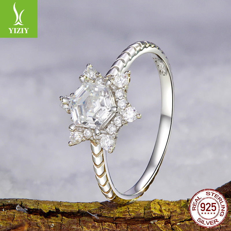 Women's Ice Flower Light Luxury High-grade Sterling Rings